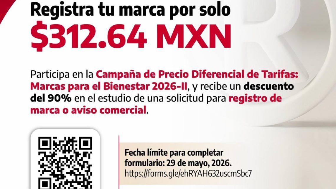 Invita Secretaría de Economía a registrar marcas con 90% de descuento